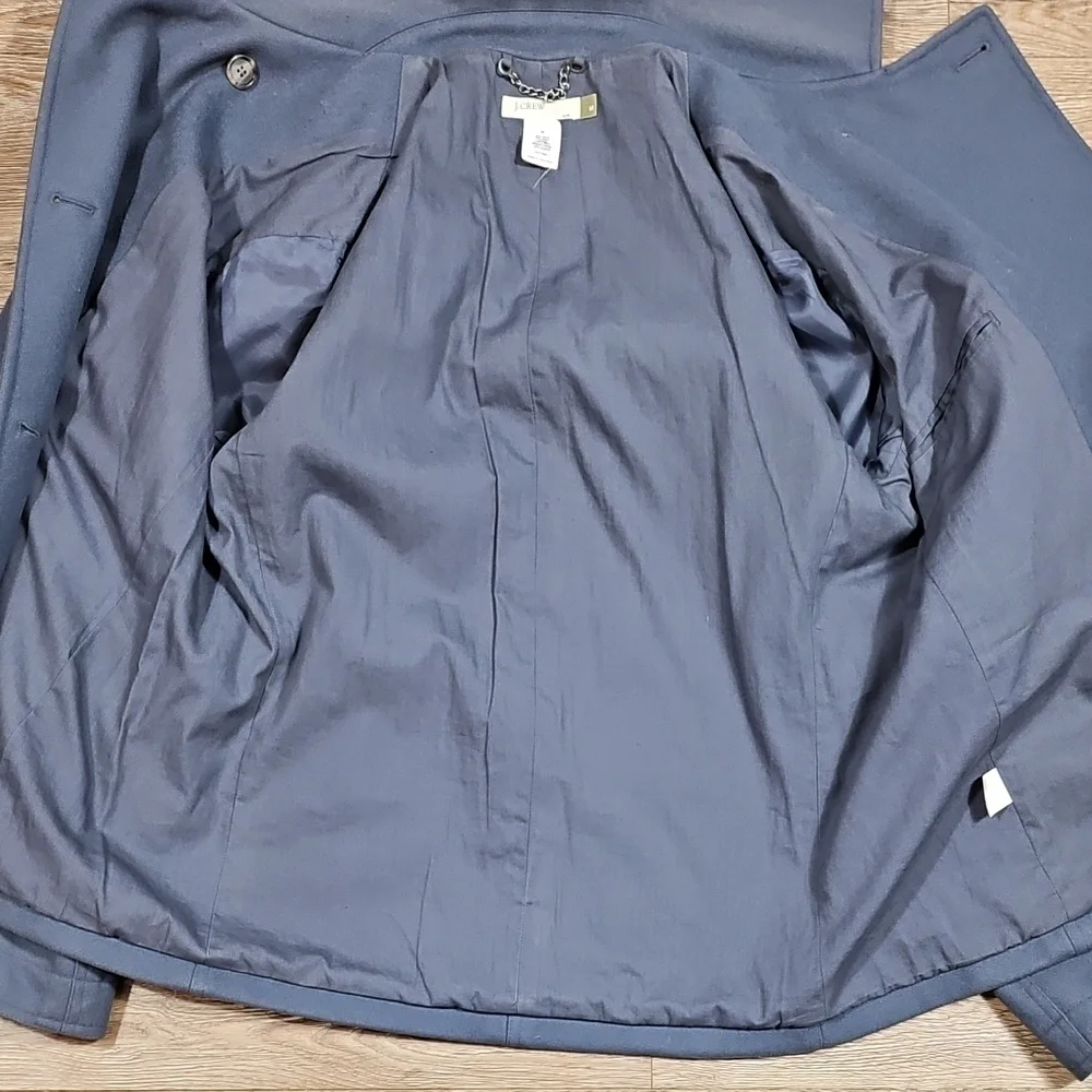 J. Crew 80% Wool Blend Slate Blue Gray Classic Double Breasted Pea Coat